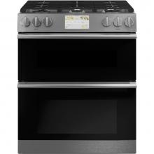 GE Cafe Series C2S950M2NS5 - Cafe 30'' Smart Slide-In, Front-Control, Dual-Fuel, Double-Oven Range with Convection in