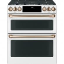 GE Cafe Series C2S950P4MW2 - Cafe 30'' Smart Slide-In, Front-Control, Dual-Fuel, Double-Oven Range with Convection