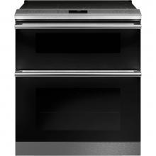 GE Cafe Series CES750M2NS5 - Cafe 30'' Smart Slide-In, Front-Control, Radiant and Convection Double-Oven Range in Pla