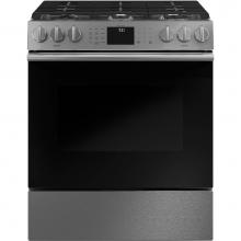 GE Cafe Series CGS700M2NS5 - Cafe 30'' Smart Slide-In, Front-Control, Gas Range with Convection Oven in Platinum Glas