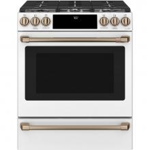 GE Cafe Series CGS700P4MW2 - Cafe 30'' Smart Slide-In, Front-Control, Gas Range with Convection Oven