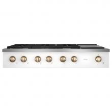 GE Cafe Series CGU486P4TW2 - 48'' Commercial-Style Gas Rangetop With 6 Burners And Integrated Griddle (Natural Gas)