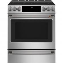 GE Cafe Series CHS90XP2MS1 - Cafe™ 30'' Smart Slide-In Front Control Induction and Convection Range with Warming Dr