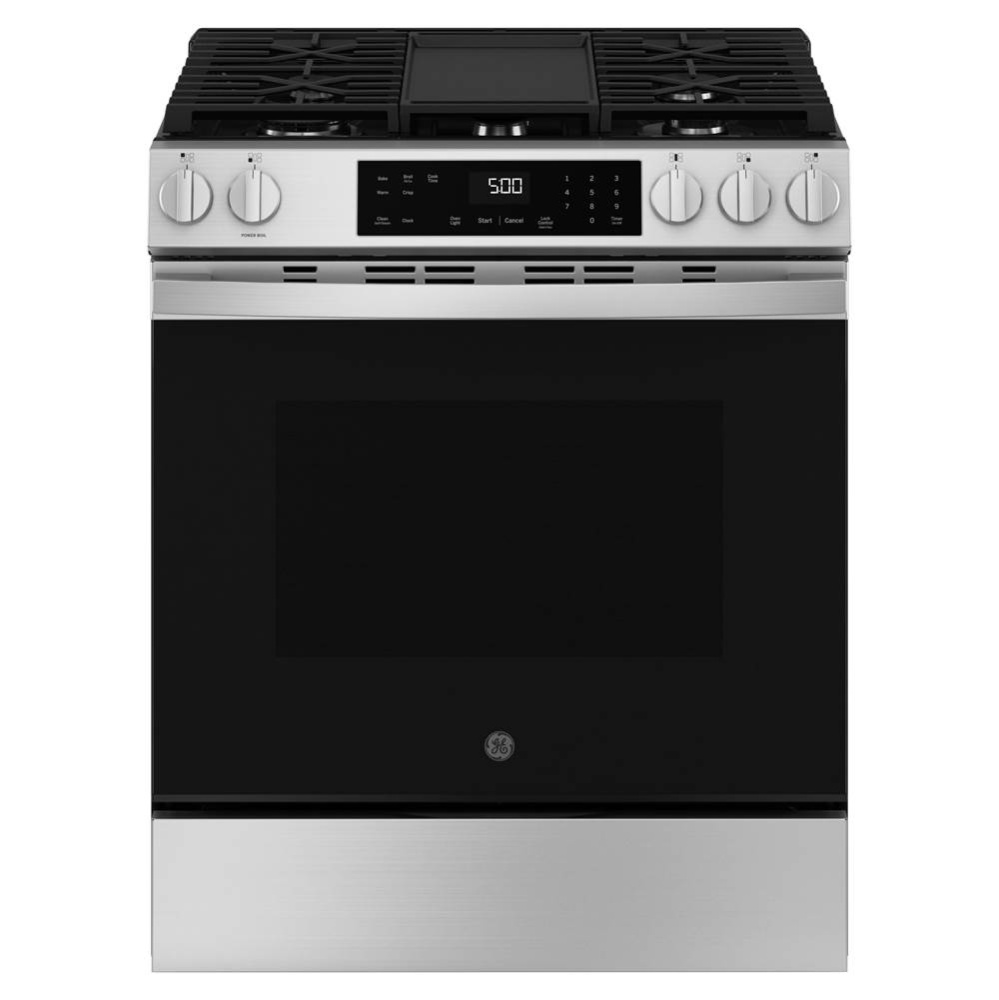 GE 30'' Slide-In Front-Control Gas Range with Crisp Mode
