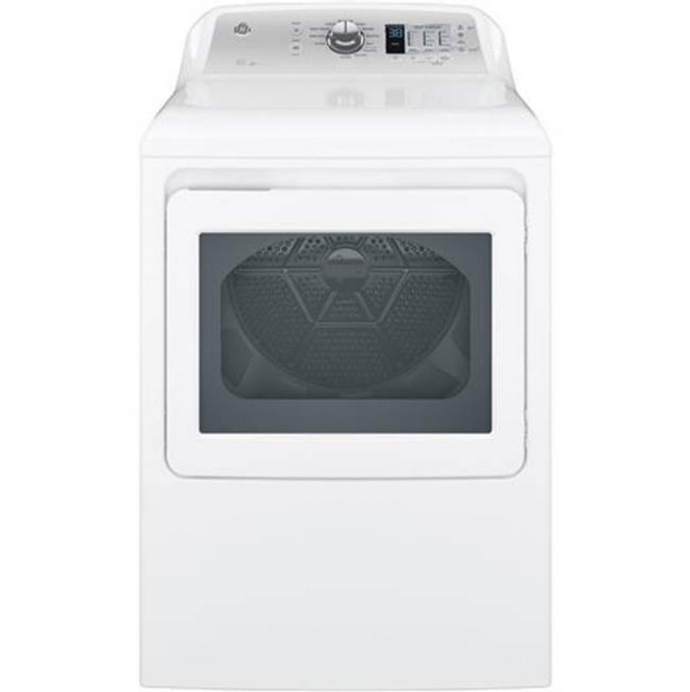 GE® 6.1 cu. ft. capacity aluminized alloy drum electric dryer with HE Sensor