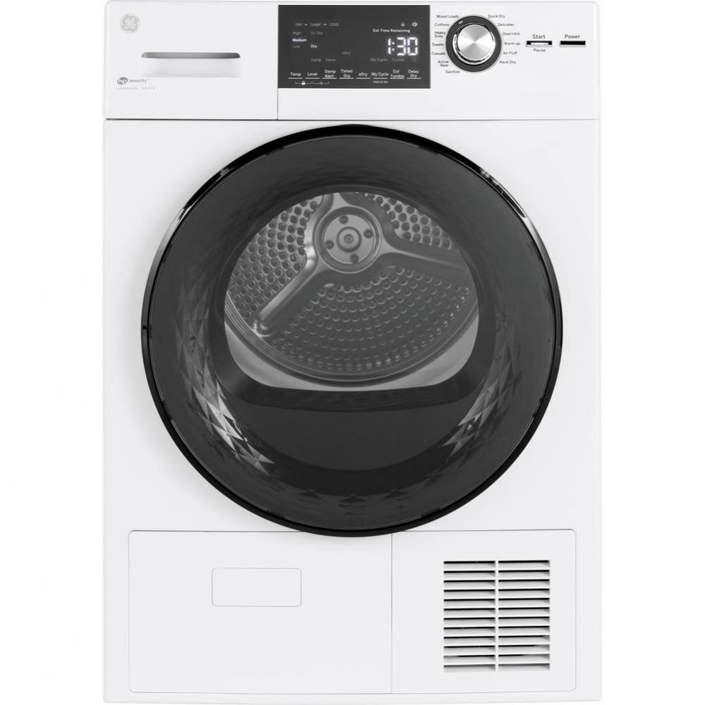 GE 24'' 4.1 Cu.Ft. Front Load Ventless Condenser Electric Dryer with Stainless Steel Bas