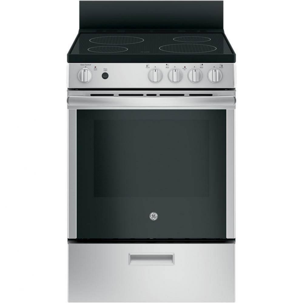 GE 24'' Free-Standing/Slide-in Front Control Range with Steam Clean and Large Window