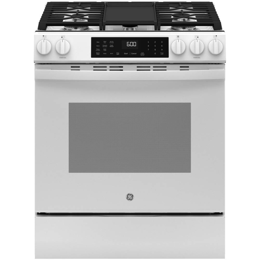 GE 30'' Slide-In Front-Control Convection Gas Range with No Preheat Air Fry and EasyWash