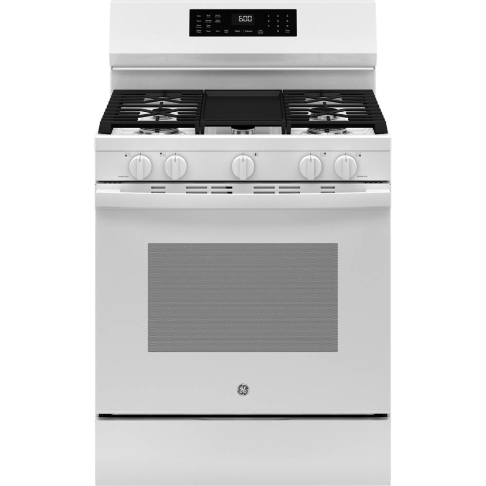 GE 30'' Free-Standing Gas Convection Range with No Preheat Air Fry and EasyWash Oven Tra