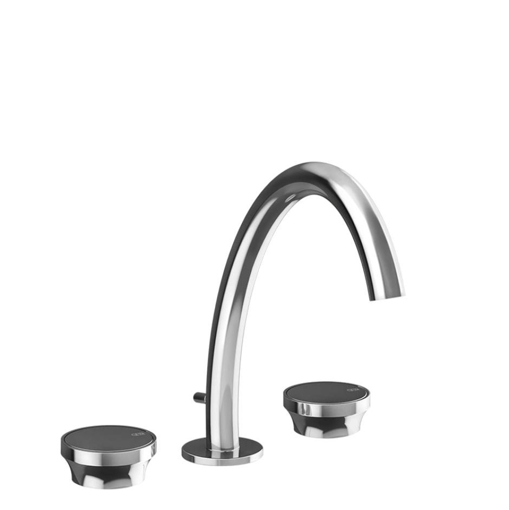 Widespread washbasin mixer with pop-up assembly