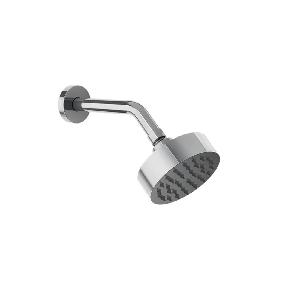 Wall-mounted adjustable shower head with arm.