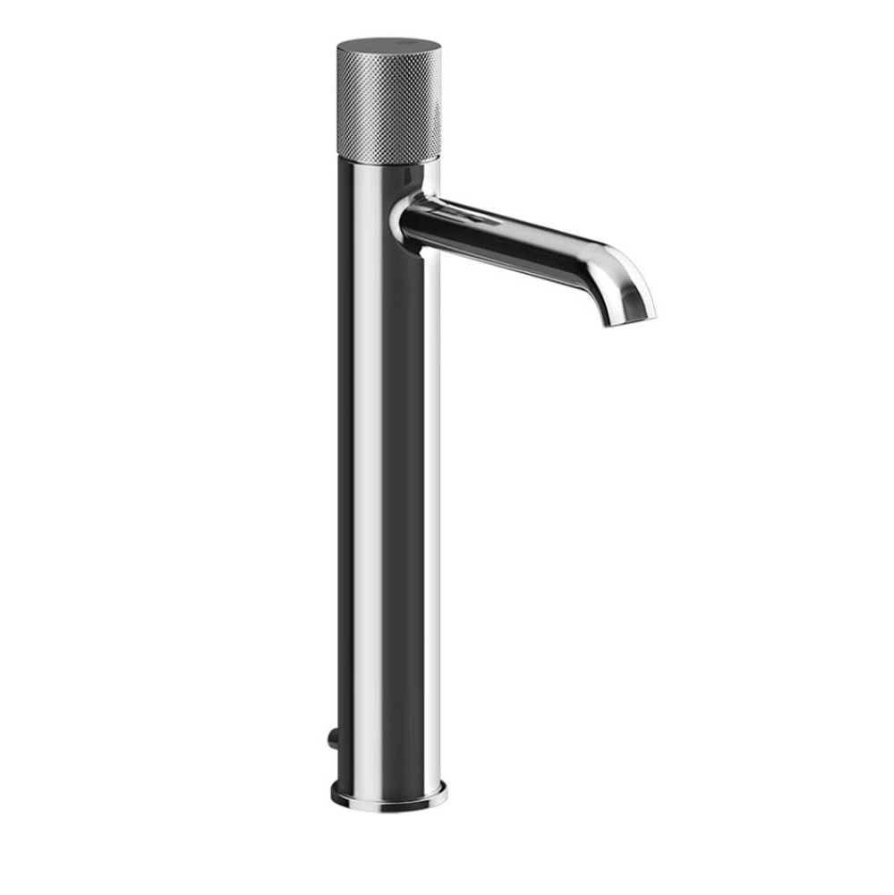 Tall single lever washbasin mixer with pop-up assembly. DIAMANTATO