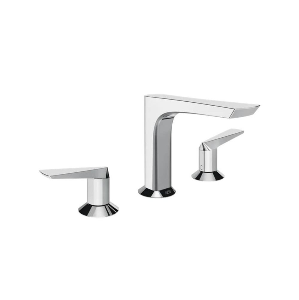 Widespread washbasin mixer without pop-up assembly