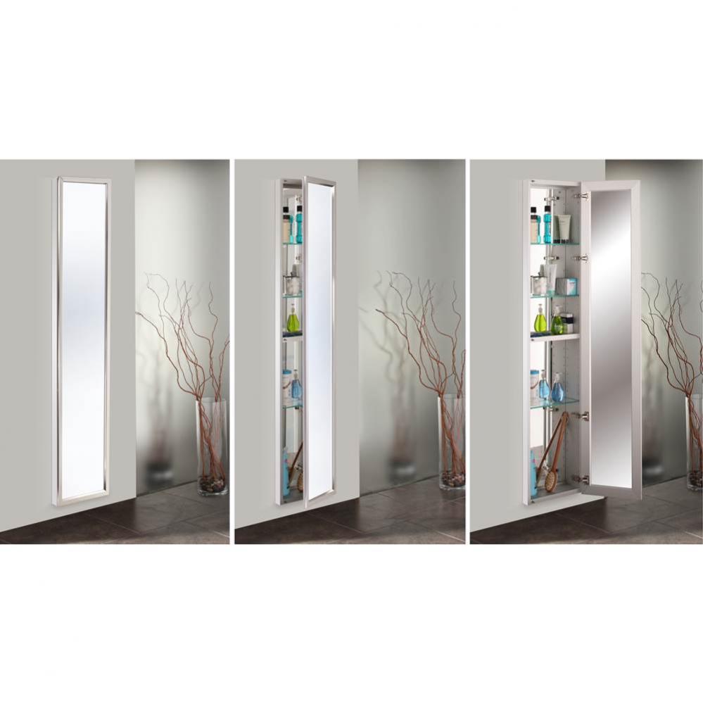 16'' x 72'' Satin Chrome Full Length Trinity Framed Mirrored Cabinet - 6 Inch