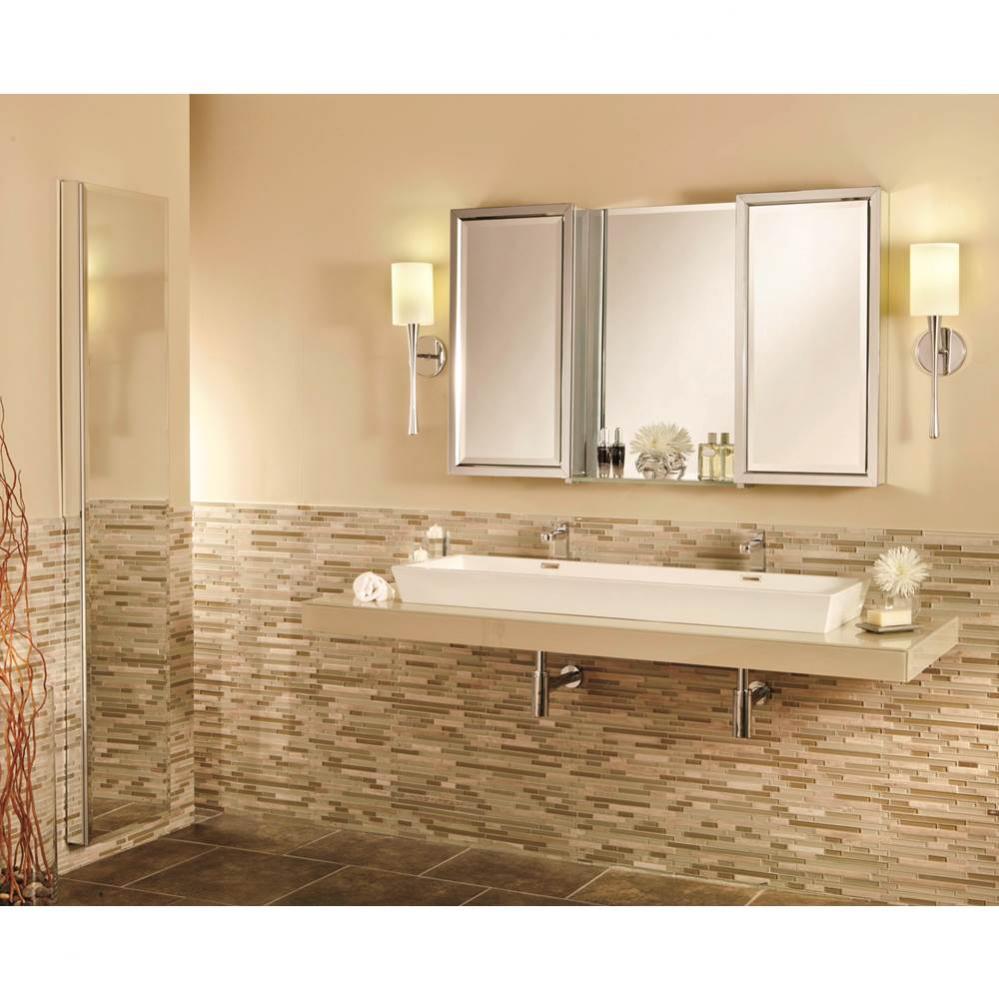 16'' x 72'' Satin Chrome Full Length Beveled Mirrored Cabinet - 4 Inch Deep