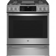 GE Profile Series PGS930YPFS - 30'' Smart Slide-In Front-Control Gas Fingerprint Resistant Range With No Preheat Air Fr