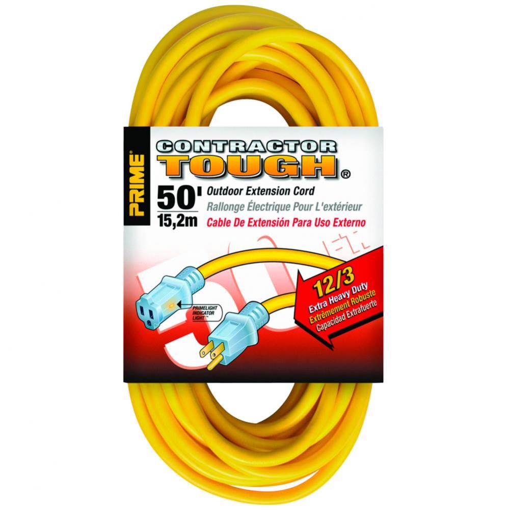 Extension Cord Yellow 50Ft 12/3