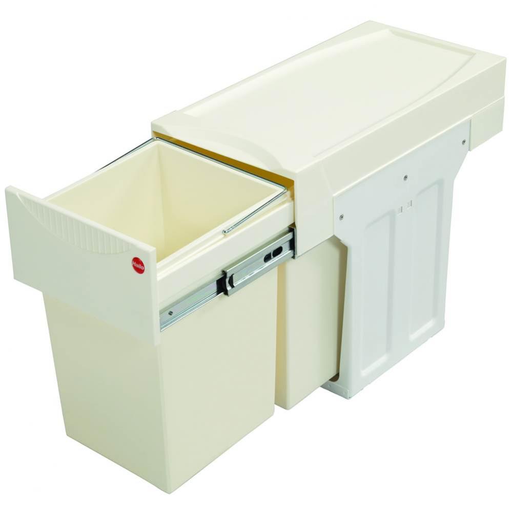 Double Trash Can St White Btm Mtd 2X15L