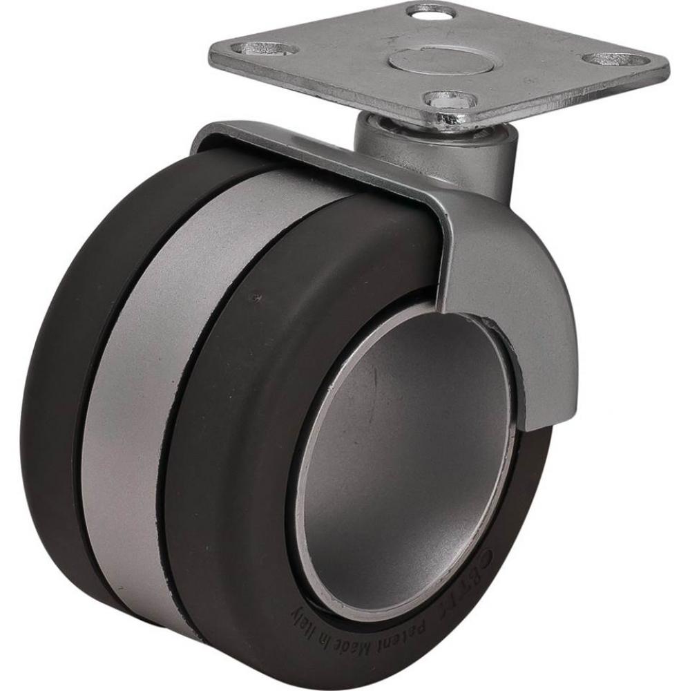 Caster Gray, no brake, plate mounted, steel and plastic, 68mm diameter