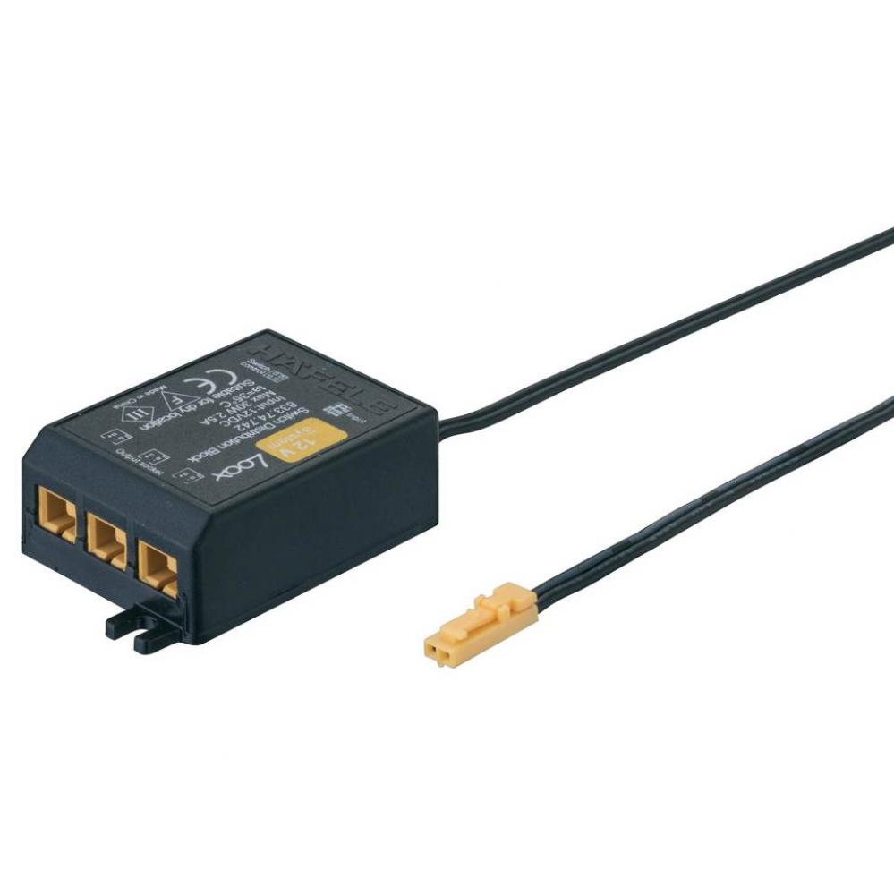 LOOX LED 12V Distribution Block, 3 ports, with switch, plastic black, 34 x 45 x 20mm