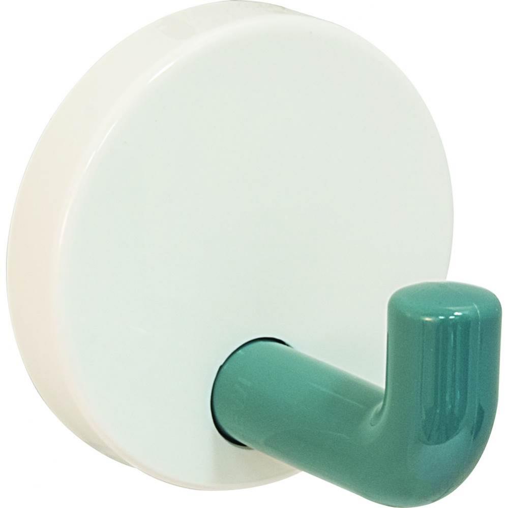 Wall Mtd Hook Pa White/Aqua Blue