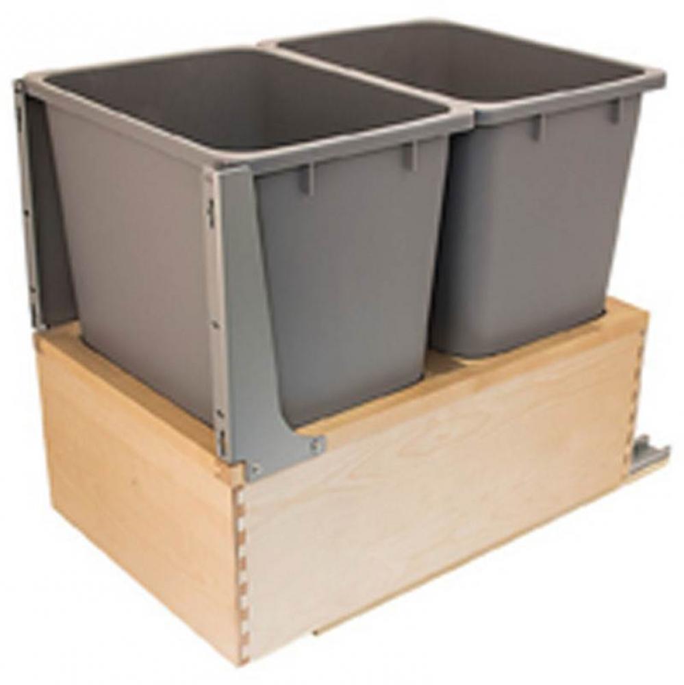 Trash Can Double W/Sc Btm Mnt 52Qt Birch