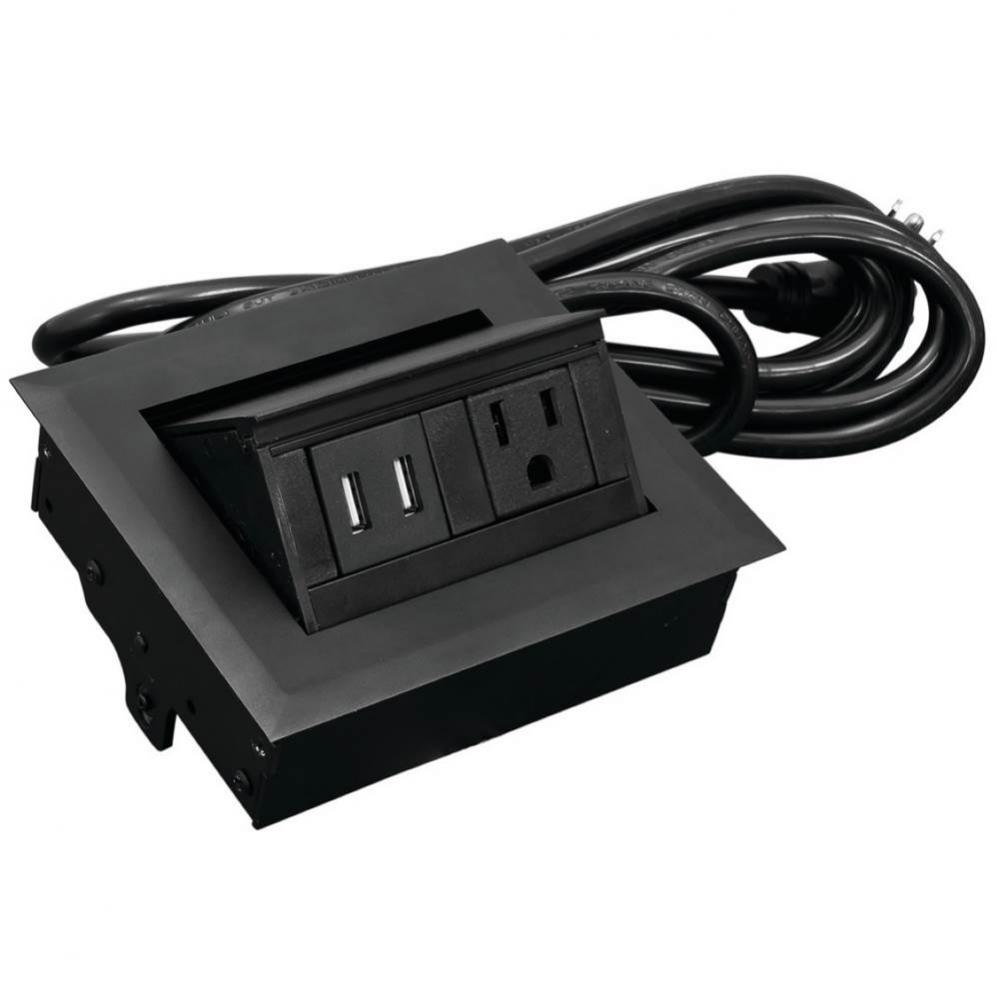 Hide-A-Dock 1 Outlet 2Chrg Usb Al Bl