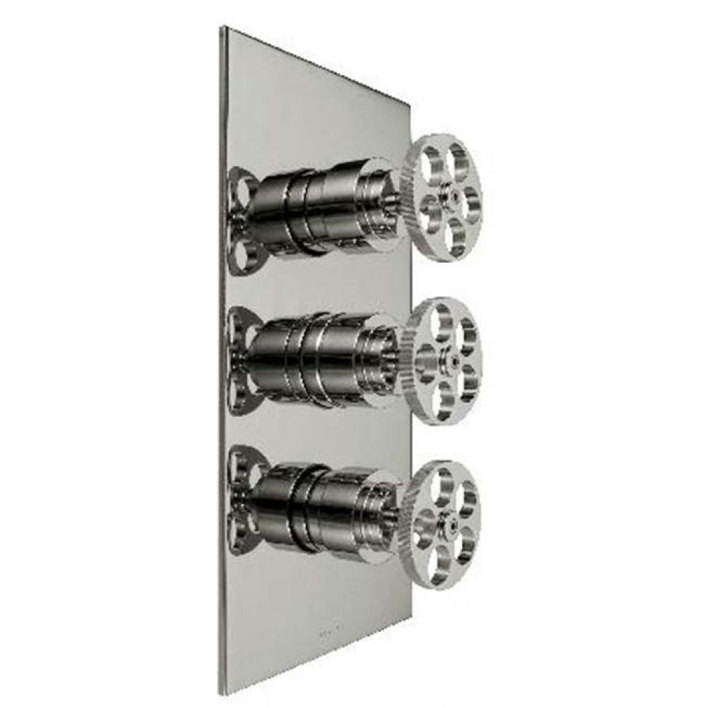 Metro-Thermostatic Trim With Solid Brass Square Plate With Three