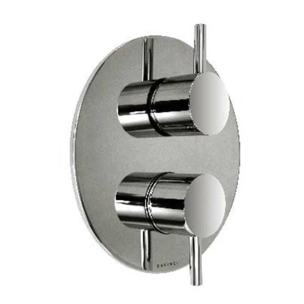 Retro-Thermostatic Trim With Solid Brass Round Plate With Two