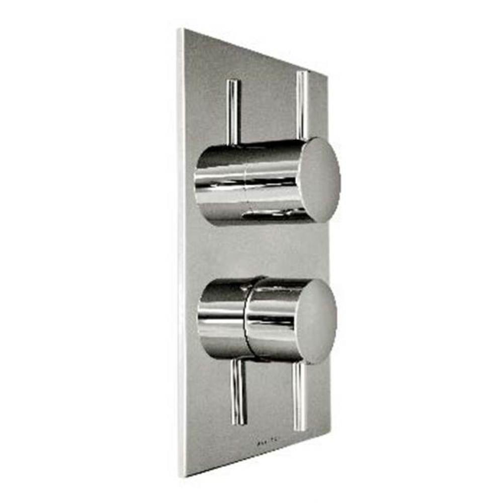 Retro-Thermostatic Trim With Solid Brass Square Plate With Two