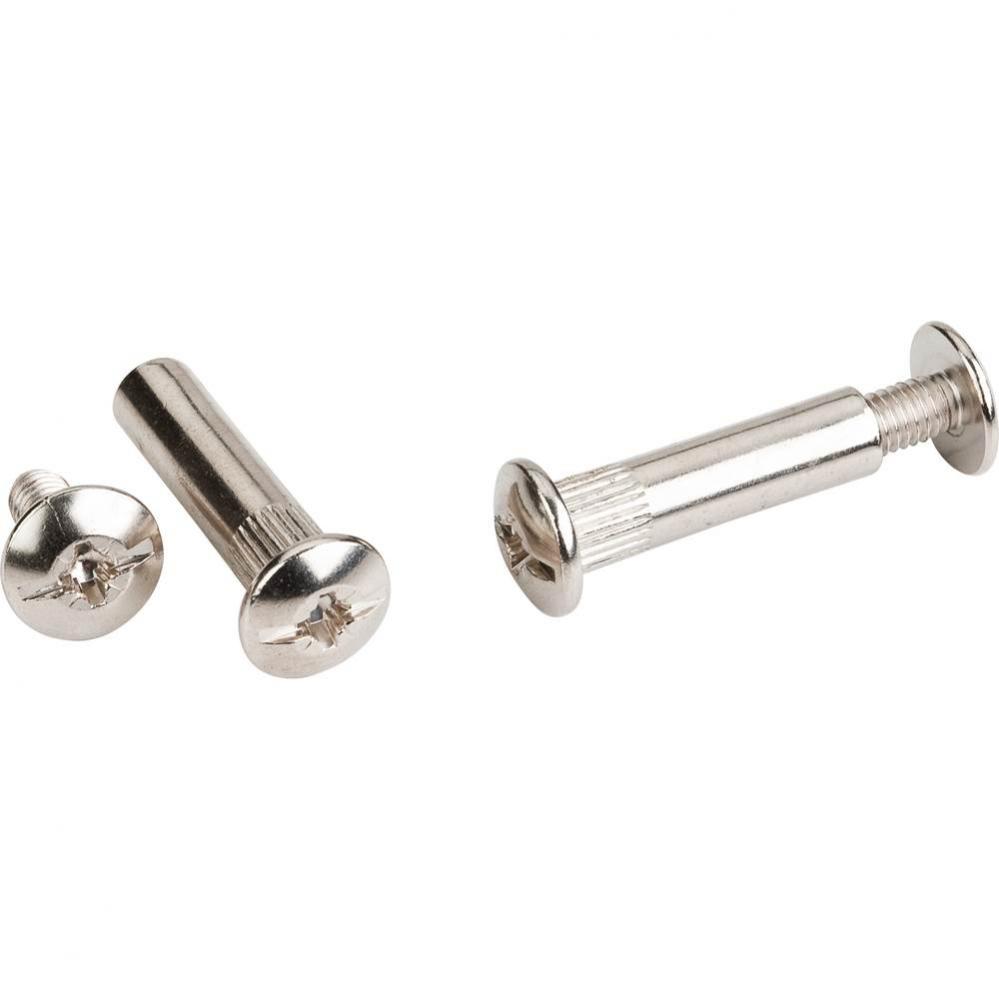 2 Piece Nickel Plated Connector Bolt for 5 mm Drilling and 35 mm - 45 mm Panel Thickness - Bag of