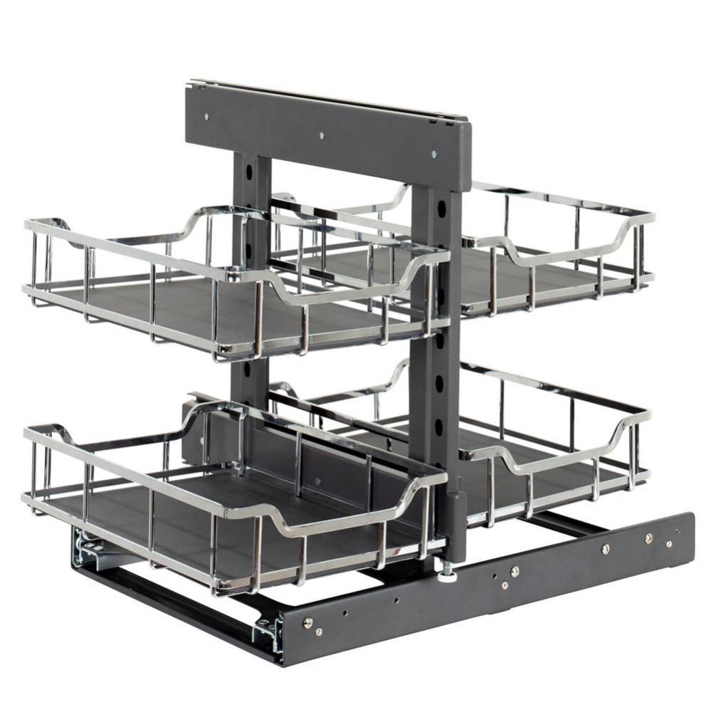 STORAGE WITH STYLE  15'' Polished Chrome Blind Corner Organizer