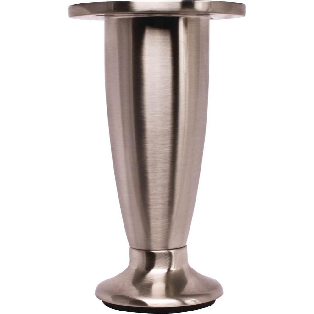 Adjustable 4'' - 4-1/2'' Satin Nickel Round Metal Furniture Leg