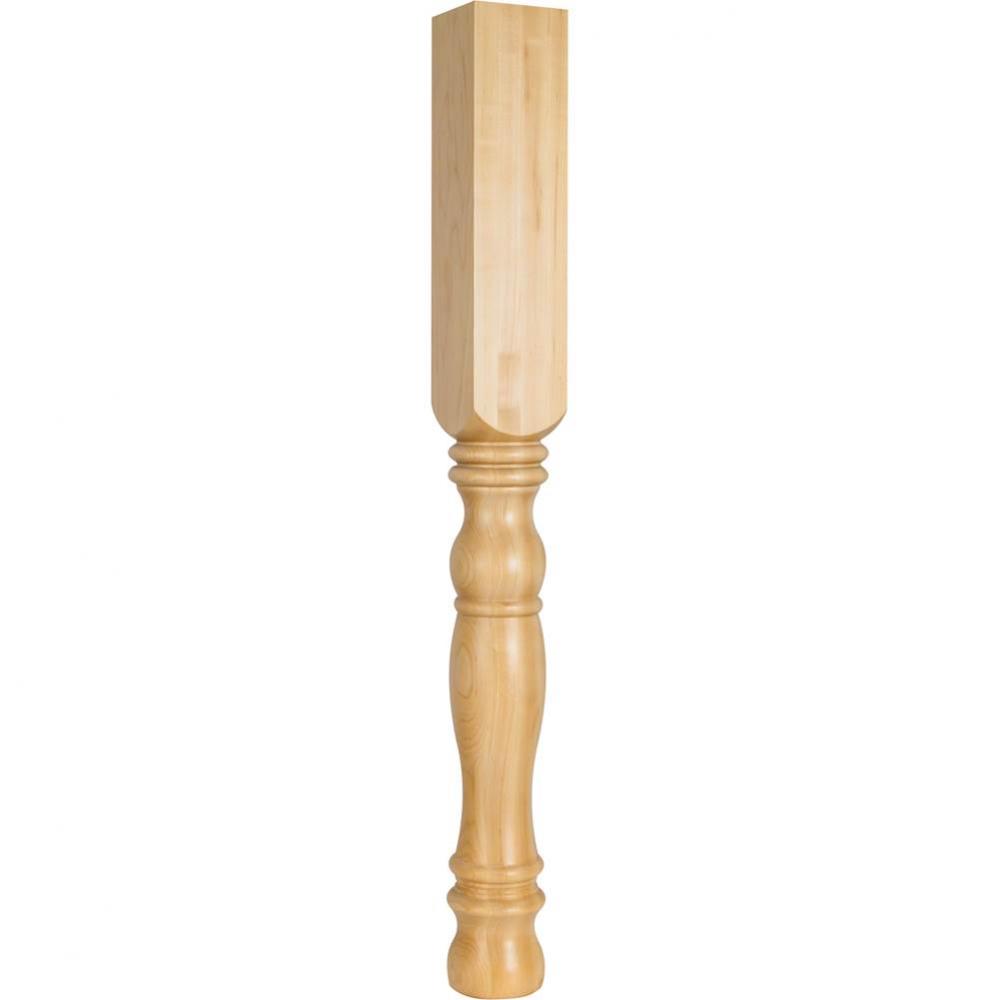 3-1/2'' W x 3-1/2'' D x 35-1/2'' H Maple Turned Leg