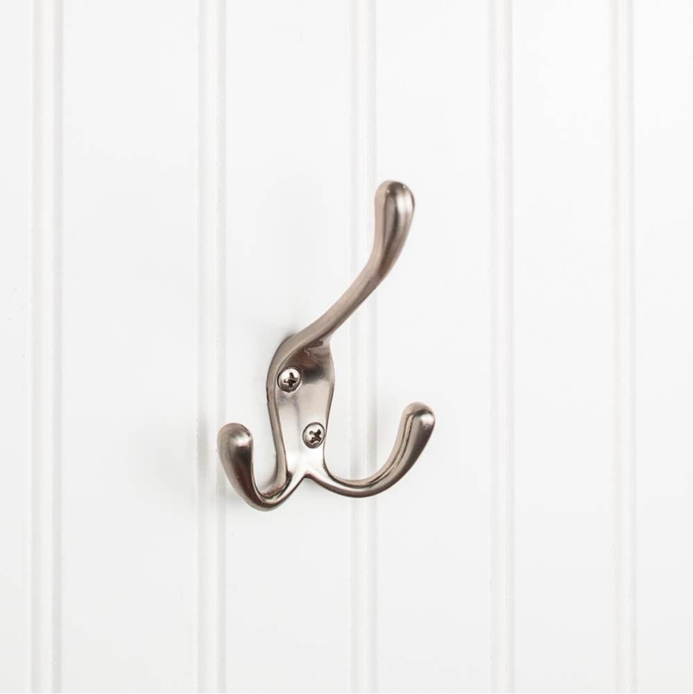 4'' Satin Nickel Large Triple Prong Wall Mounted Hook