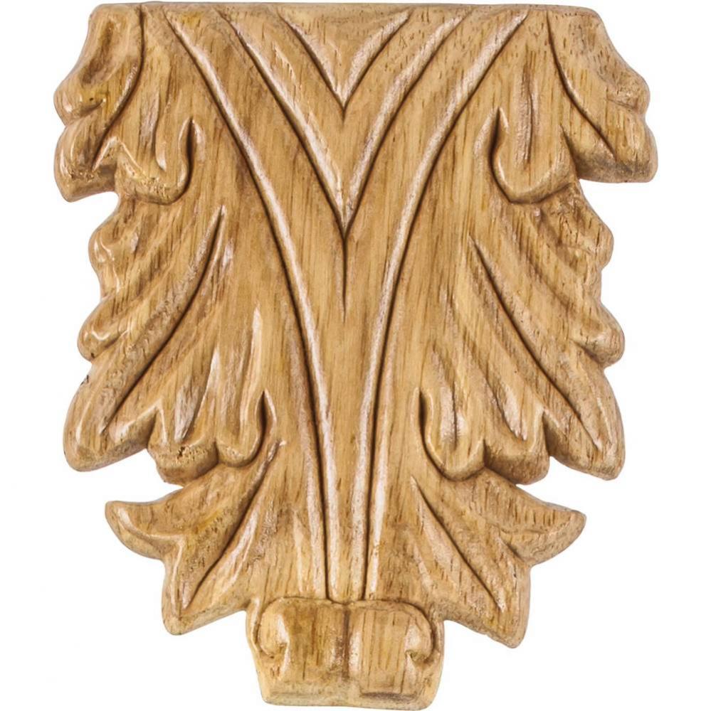 3-5/8'' W x 5/16'' D x 4-1/4'' H Pressed Rubberwood Acanthus Appliqu