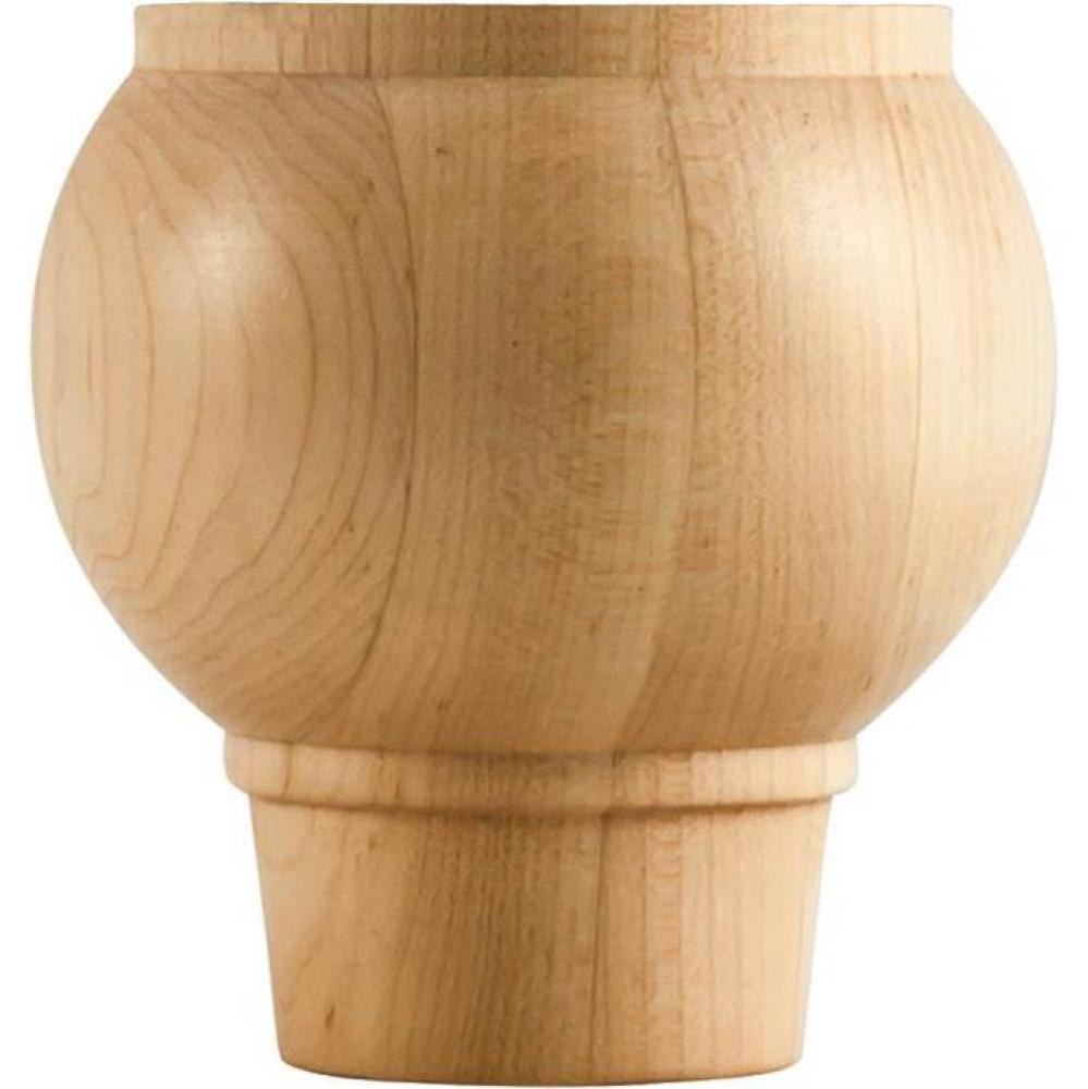 4'' W x 4'' D x 4'' H Rubberwood Round Tapered Bun Foot