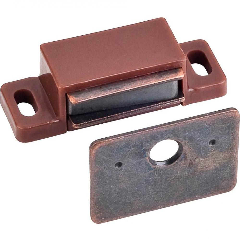 8 lb. Brown Single Magnetic Catch with Bronze Strike and Screws