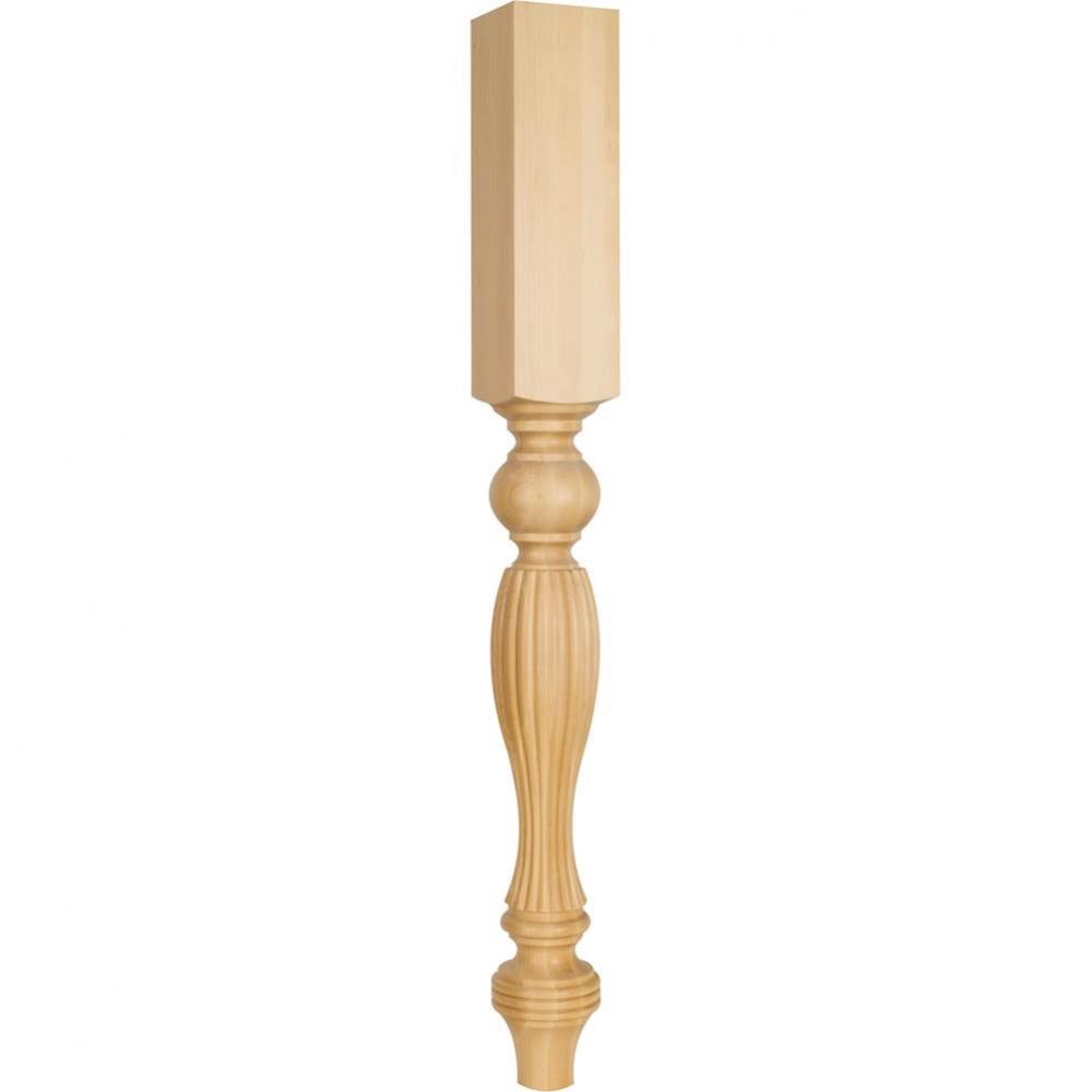 3-3/4'' W x 3-3/4'' D x 35-1/2'' H Alder Tapered Fluted Leg