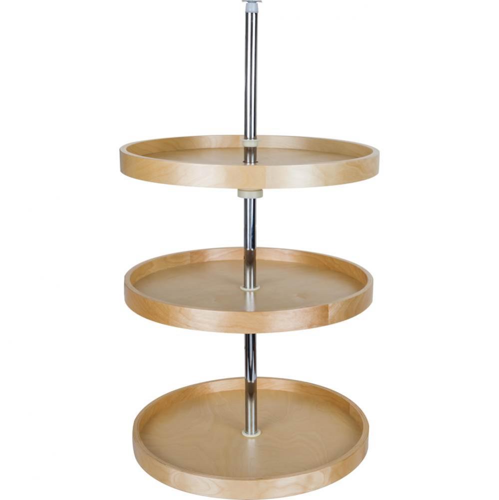 20'' Round Three-Shelf Banded Wood Lazy Susan Set