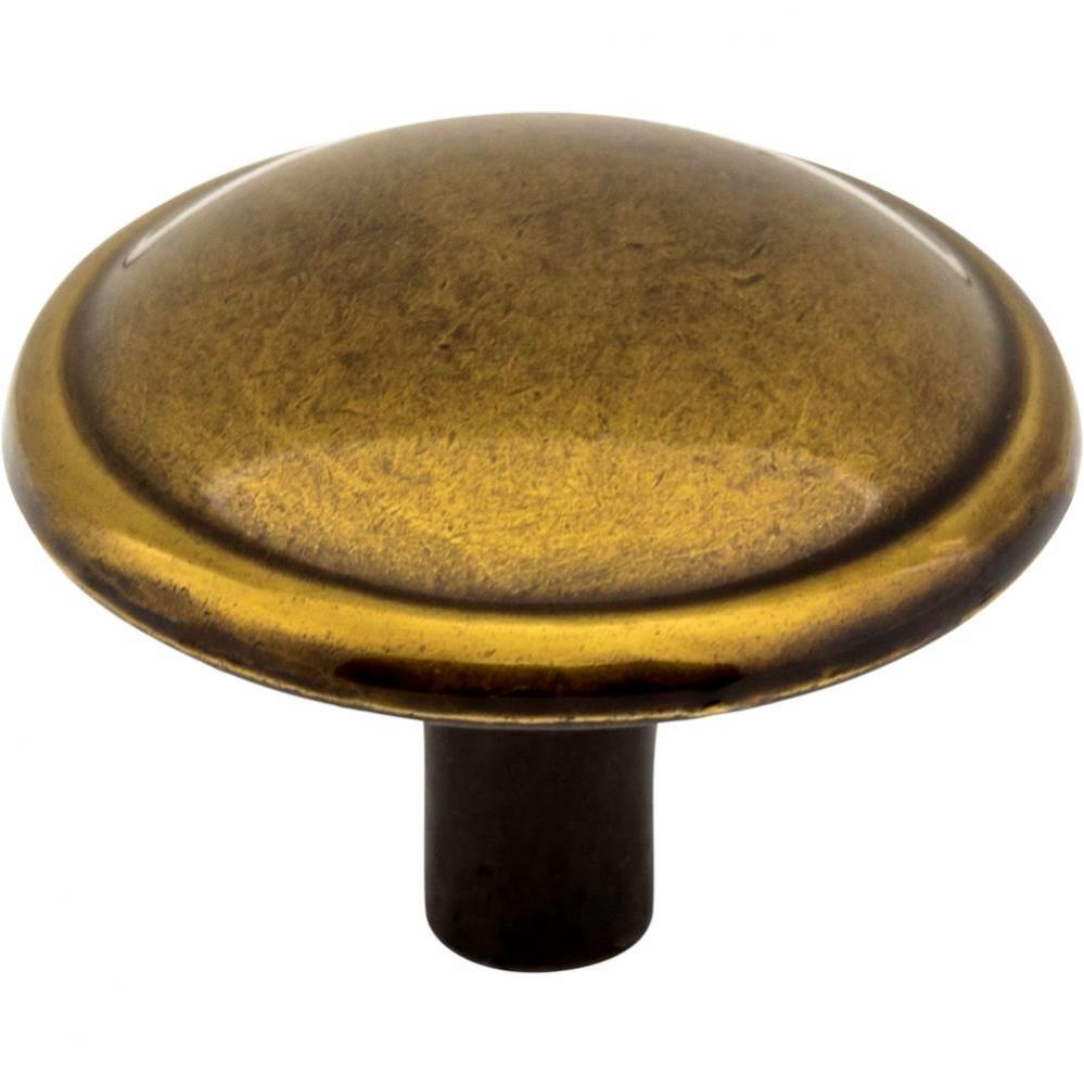 1-1/4'' Diameter Brushed Antique Brass Kingsport Cabinet Mushroom Knob