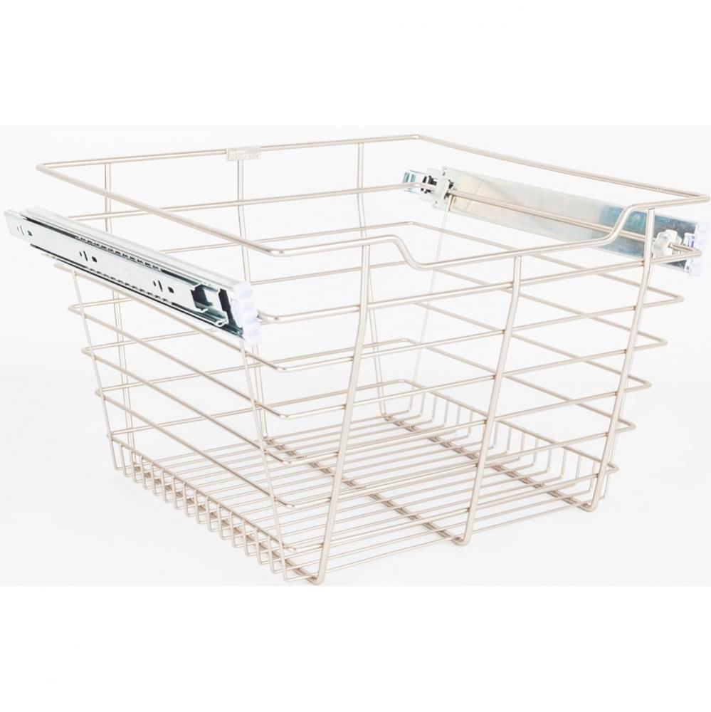 Satin Nickel Closet Pullout Basket with Slides 14''D x 17''W x 11''H