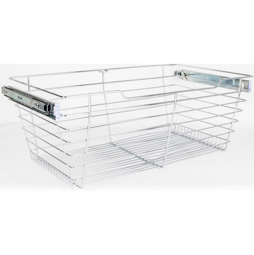 Chrome Closet Pullout Basket with Slides 16''D x 29''W x 11''H