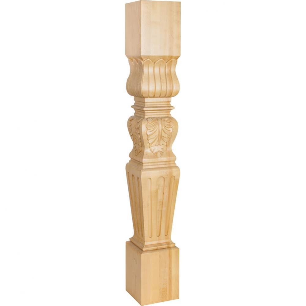 5'' W x 5'' D x 35-1/2'' H Rubberwood Fluted Acanthus Post