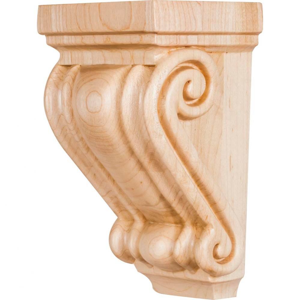 3-3/4'' W x 3-1/2'' D x 6-1/2'' H Rubberwood Scrolled Corbel