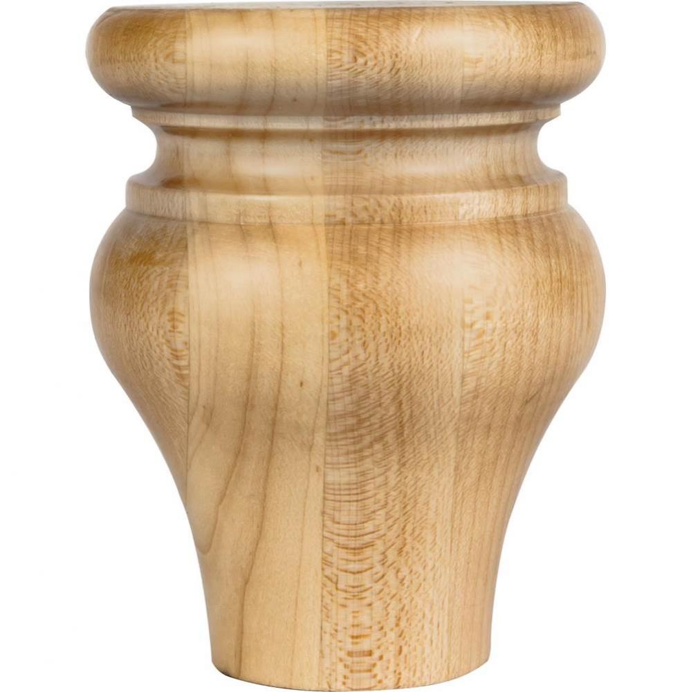 3-1/2'' W x 3-1/2'' D x 4-1/2'' H Hard Maple Tulip Bun Foot