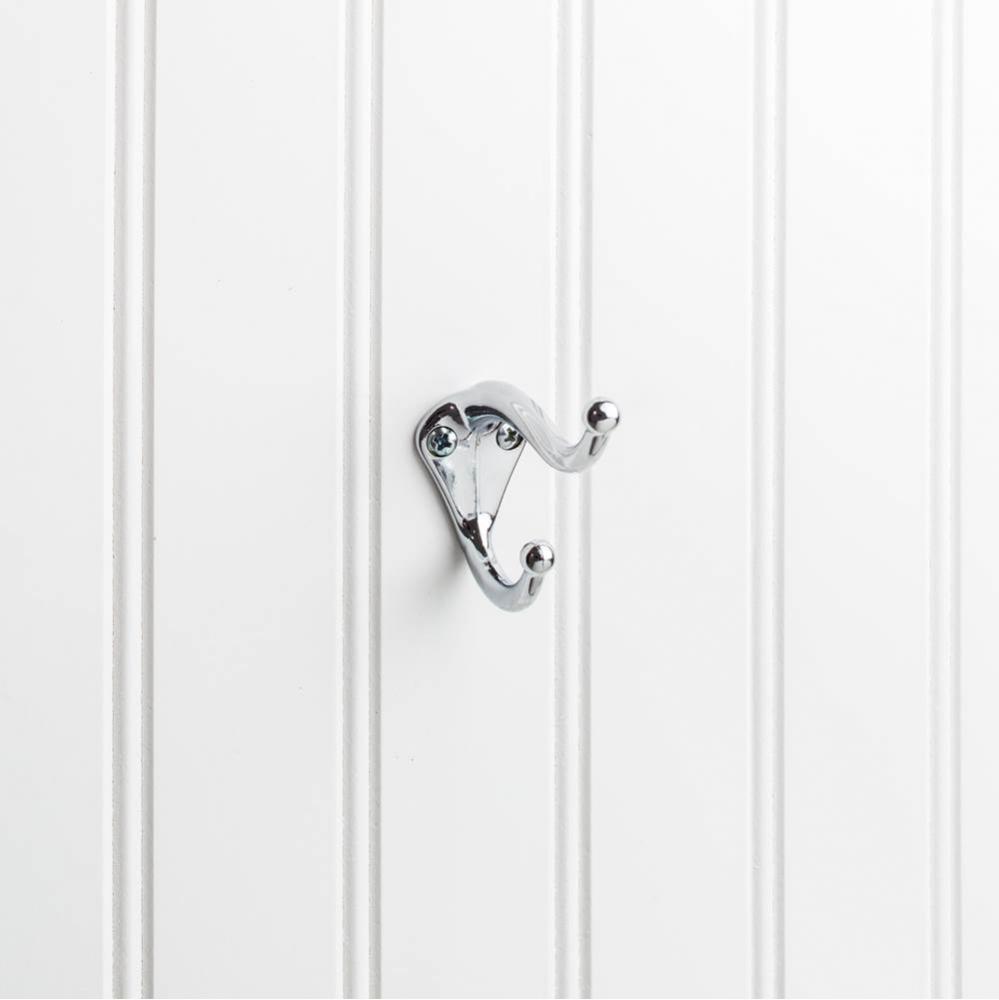 2-5/16'' Polished Chrome Traditional Double Prong Ball End Wall Mounted Utility Hook