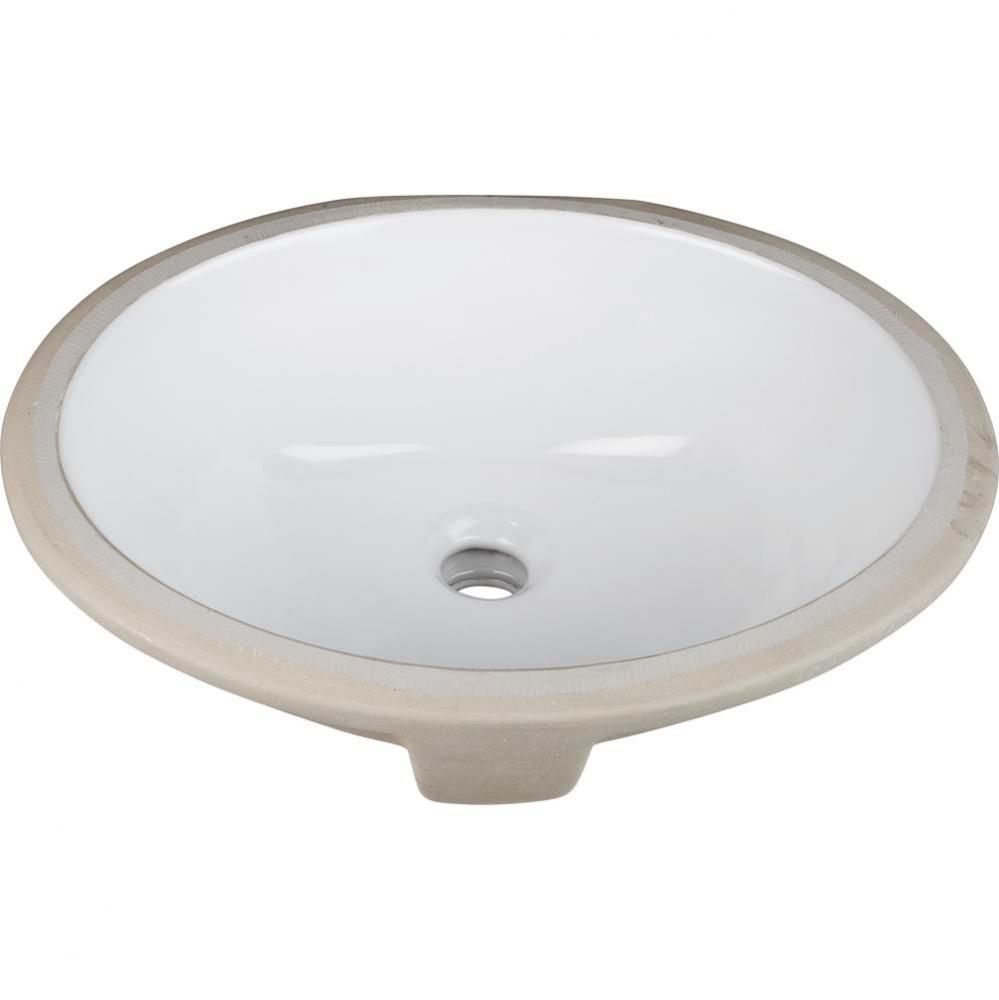 15-9/16'' L x 13'' W  White Oval Undermount Porcelain Bathroom Sink With Overf