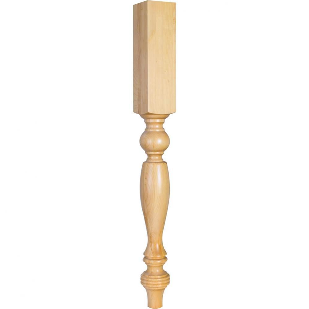 3-3/4'' W x 3-3/4'' D x 35-1/2'' H Rubberwood Tapered Smooth Leg