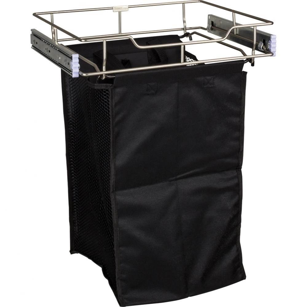 Satin Nickel 14'' Deep Pullout Canvas Hamper with Removable Laundry Bag